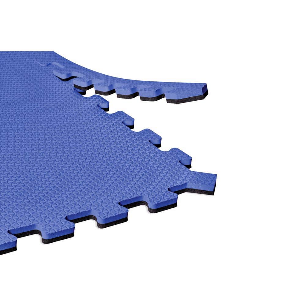 Norsk 24 sq ft Interlocking Foam Floor Mat, 6-Pack, Reversible Black/Blue