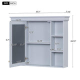 DELUXE DL LIVING 35 in. W x 28 in. H Rectangular Blue Wood Bathroom Medicine Cabinet with Mirror, Soft Close Door, Easy Hang, Open Shelf