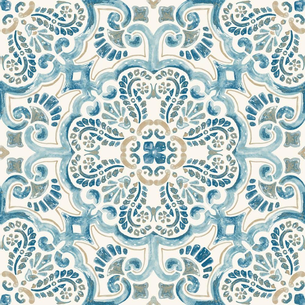 FloorPops Blue 2.76-mil x 12-in W x 12-in L Water Resistant Peel and Stick Vinyl Tile Flooring