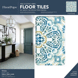 FloorPops Blue 2.76-mil x 12-in W x 12-in L Water Resistant Peel and Stick Vinyl Tile Flooring