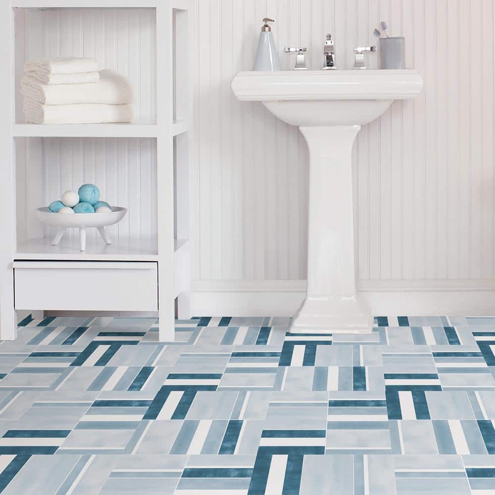 FloorPops Azure 12 in. W x 12 in. L Peel and Stick Floor Vinyl Tiles (20 Tiles, 20 sq. ft. case)