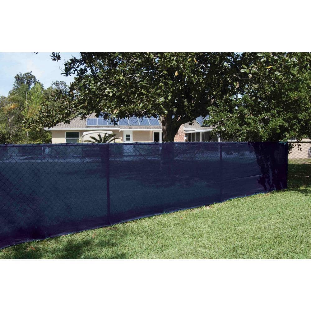 68 in. x 50 ft. Blue Mesh Fabric Privacy Fence Screen with Integrated Button Hole