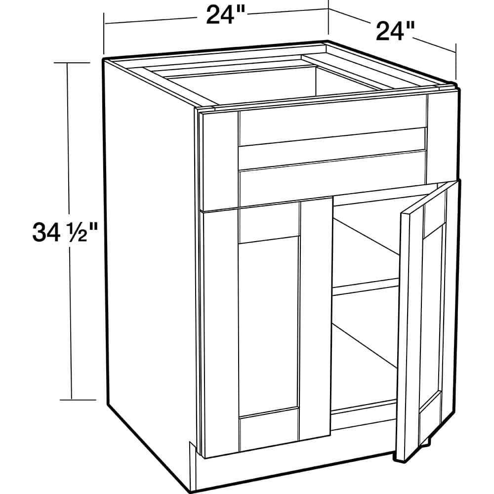Contractor Express Cabinets Arlington Vessel Blue Plywood Shaker Stock Assembled Base Kitchen Cabinet Soft Close 24 in W x 24 in D x 34.5 in H