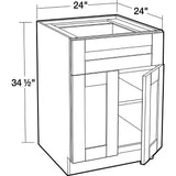 Contractor Express Cabinets Arlington Vessel Blue Plywood Shaker Stock Assembled Base Kitchen Cabinet Soft Close 24 in W x 24 in D x 34.5 in H