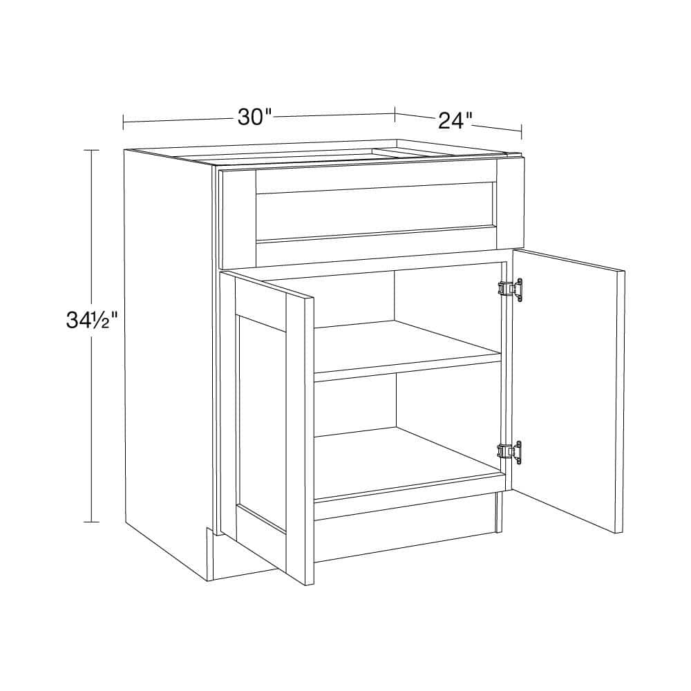 Contractor Express Cabinets Arlington Vessel Blue Plywood Shaker Stock Assembled Base Kitchen Cabinet Soft Close 30 in W x 24 in D x 34.5 in H
