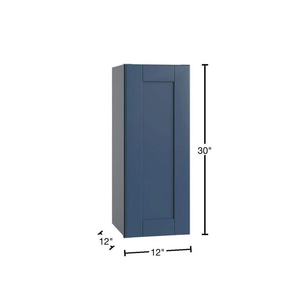 Contractor Express Cabinets Arlington Vessel Blue Plywood Shaker Stock Assembled Wall Kitchen Cabinet Soft Close Left 12 in W x 12 in D x 30 in H