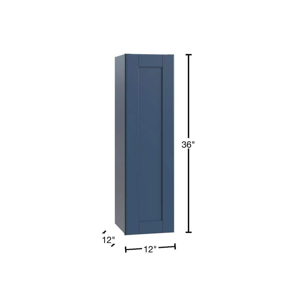 Contractor Express Cabinets Arlington Vessel Blue Plywood Shaker Stock Assembled Wall Kitchen Cabinet Soft Close Left 12 in W x 12 in D x 36 in H