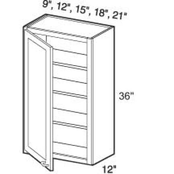 Contractor Express Cabinets Arlington Vessel Blue Plywood Shaker Stock Assembled Wall Kitchen Cabinet Soft Close Left 12 in W x 12 in D x 36 in H