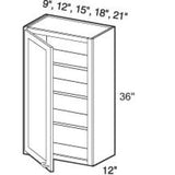 Contractor Express Cabinets Arlington Vessel Blue Plywood Shaker Stock Assembled Wall Kitchen Cabinet Soft Close Left 12 in W x 12 in D x 36 in H