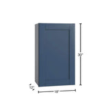 Contractor Express Cabinets Arlington Vessel Blue Plywood Shaker Stock Assembled Wall Kitchen Cabinet Soft Close Left 18 in W x 12 in D x 30 in H