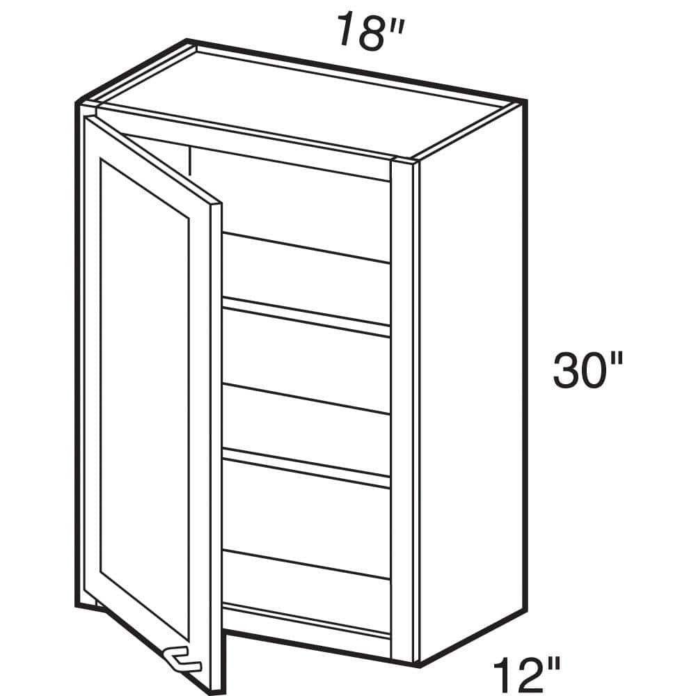 Contractor Express Cabinets Arlington Vessel Blue Plywood Shaker Stock Assembled Wall Kitchen Cabinet Soft Close Left 18 in W x 12 in D x 30 in H