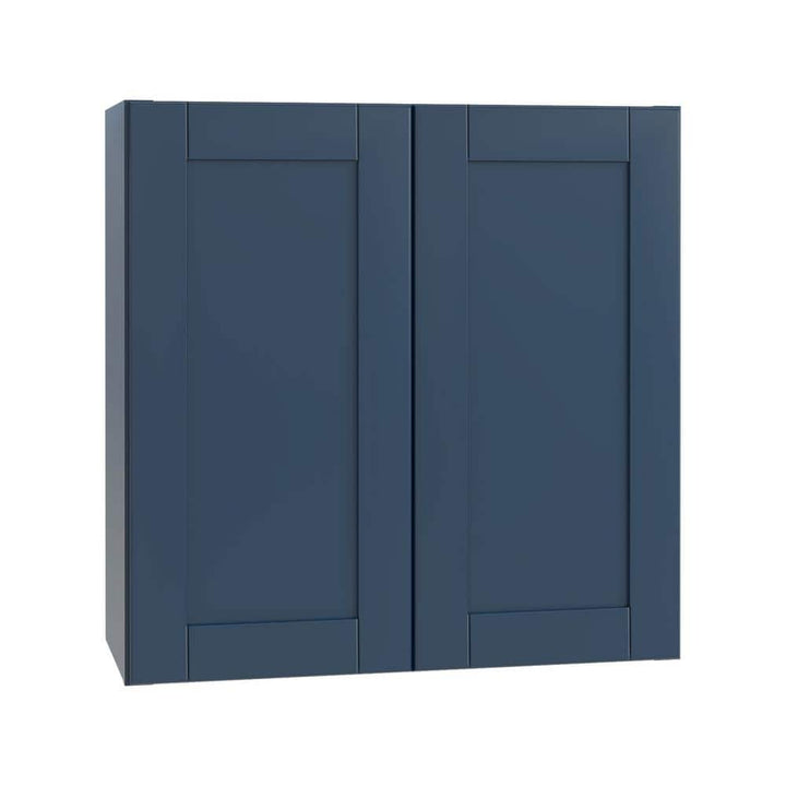 Contractor Express Cabinets Arlington Vessel Blue Plywood Shaker Stock Assembled Wall Kitchen Cabinet Soft Close 30 in W x 12 in D x 30 in H