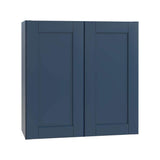 Contractor Express Cabinets Arlington Vessel Blue Plywood Shaker Stock Assembled Wall Kitchen Cabinet Soft Close 33 in W x 12 in D x 30 in H
