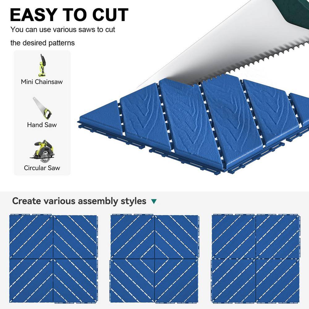 Tidoin Outdoor 1 ft. x 1 ft. Composite Interlocking Tile Deck Tile in Blue(44 Per Box)