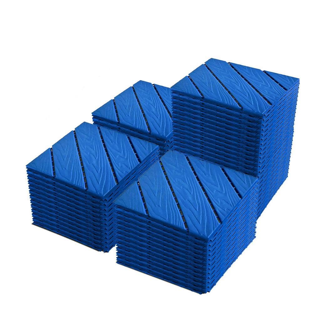 Tidoin Outdoor 1 ft. x 1 ft. Composite Interlocking Tile Deck Tile in Blue(44 Per Box)