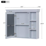 Zeus & Ruta 35 in. W x 28 in. H Rectangular Wood Medicine Cabinet with Mirror and 6 Open Shelves in Blue
