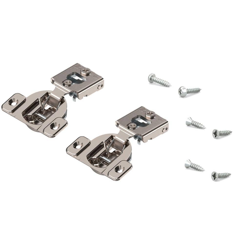 Blum Compact 1/2 in. Overlay Face-Frame Cabinet Hinge, Wrap-Around, Nickel – 2-Pack
