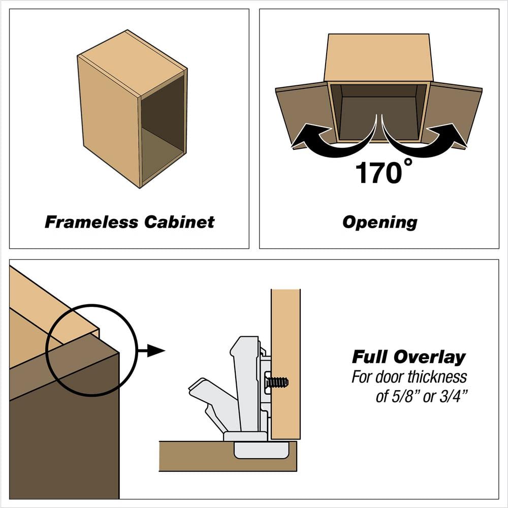 Blum CLIP Top Full Overlay Frameless Cabinet Bi-Fold Hinges, 35 mm, Spring-Closing (2-Pack)