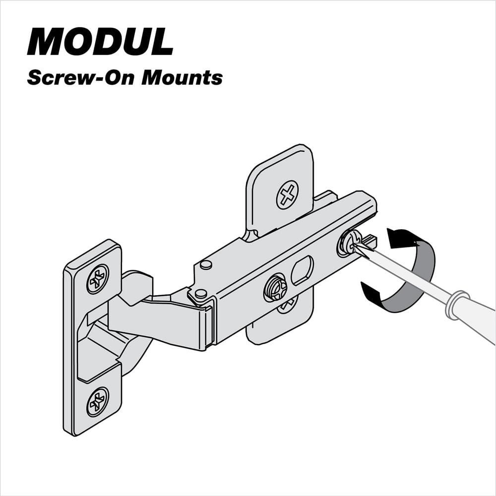 Blum Modul 35 mm Half Overlay Frameless Cabinet Hinges, Spring-Closing, Nickel (2-Pack)