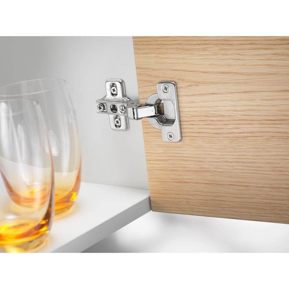 Blum Modul 35 mm Half Overlay Frameless Cabinet Hinges, Spring-Closing, Nickel (2-Pack)
