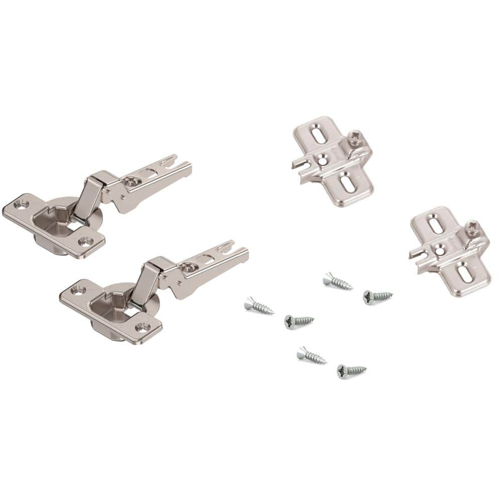 Blum Modul 35 mm Half Overlay Frameless Cabinet Hinges, Spring-Closing, Nickel (2-Pack)