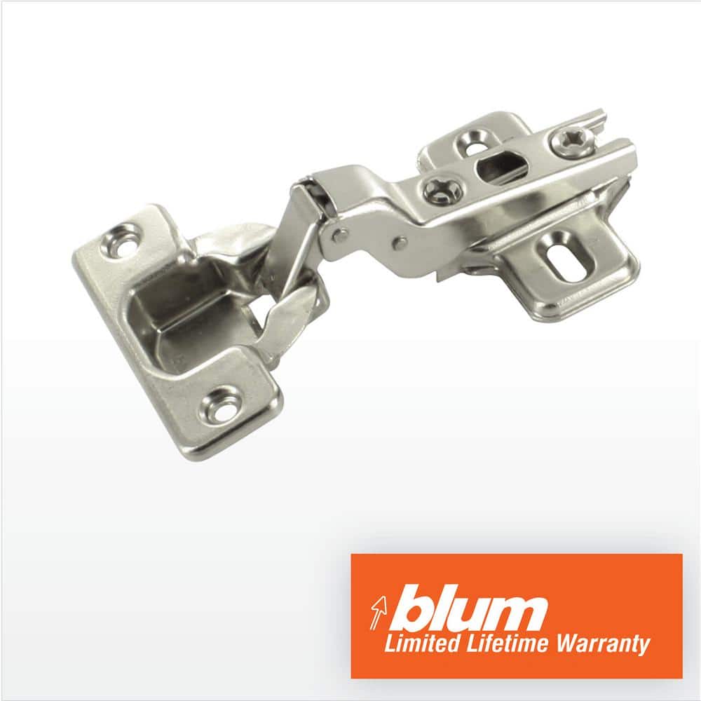 Blum Modul 35 mm Half Overlay Frameless Cabinet Hinges, Spring-Closing, Nickel (2-Pack)