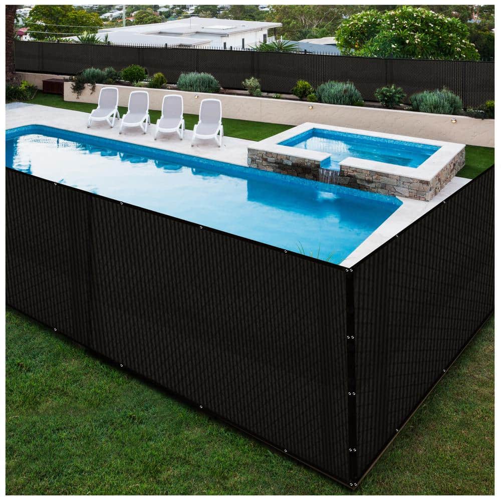 BOEN 4 ft. x 50 ft. Black Privacy Fence Screen Netting Mesh with Reinforced Grommet for Chain link Garden Fence