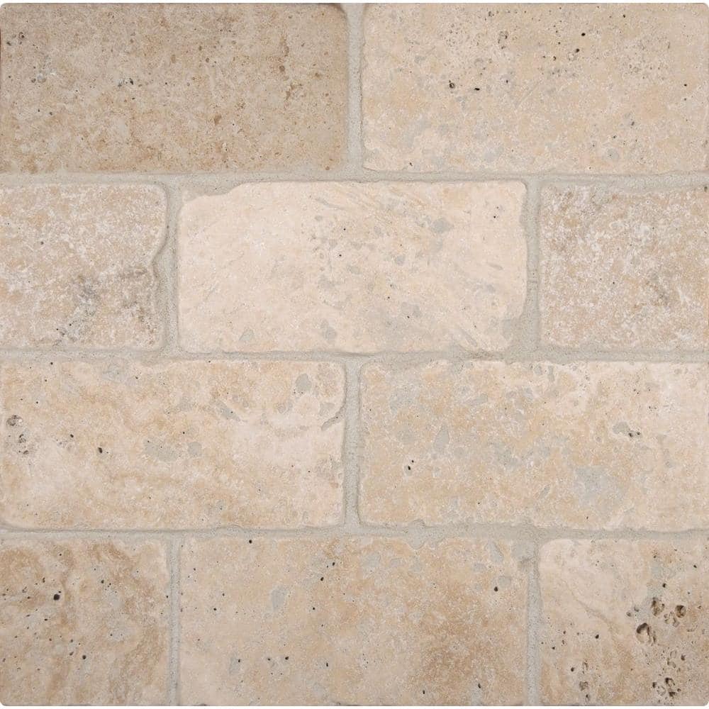 MSI Bologna Chiaro 3 in. x 6 in. Textured Travertine Floor and Wall Tile (1 sq. ft. / Case)