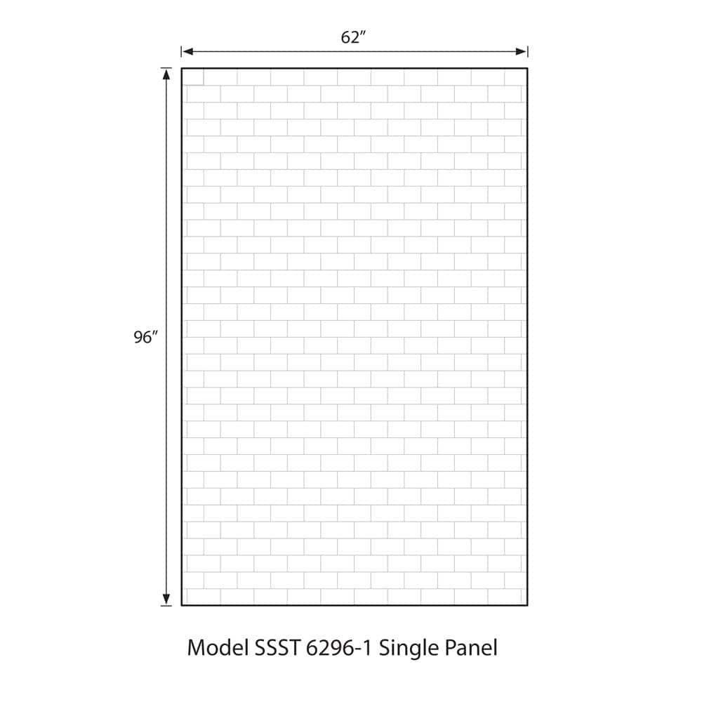 Swan Subway Tile 62 in. x 96 in. 1-Piece Easy Up Adhesive Shower Panel in White