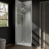 Boosicavelly 34 in. W x 72 in. H Bifold Semi-Frameless Shower Door in Silver Finish with Clear Glass