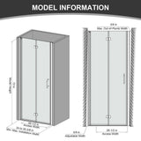 Boosicavelly 34 in. W x 72 in. H Bifold Semi-Frameless Shower Door in Silver Finish with Clear Glass