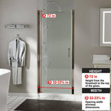 Boosicavelly 32 in. W x72 in. H Semi-Frameless Pivot Shower Door in Brushed Nickel with Clear Glass