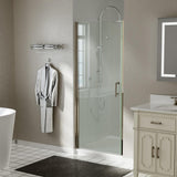 Boosicavelly 32 in. W x72 in. H Semi-Frameless Pivot Shower Door in Brushed Nickel with Clear Glass