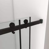 Boosicavelly Double Sliding Frameless Shower Door in Matte Black Finish with Clear Glass 60 in. W x 70 in. H