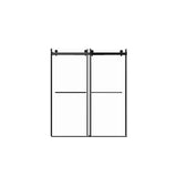 Boosicavelly Double Sliding Frameless Shower Door in Matte Black Finish with Clear Glass 60 in. W x 70 in. H