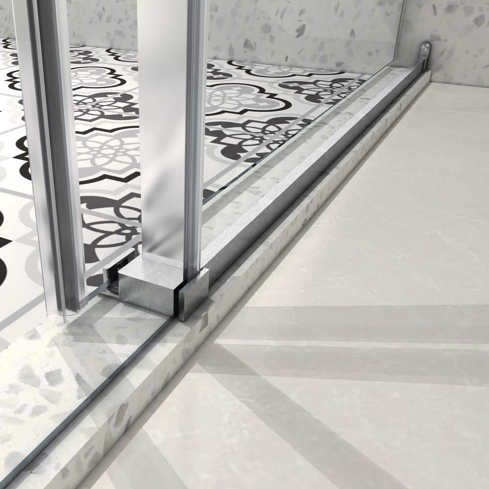 Boosicavelly Single Sliding Frameless Shower Door in Brushed Nickel Finish with Frosted Glass 60 in. W x 76 in. H