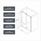 Boosicavelly Single Sliding Frameless Shower Door in Brushed Nickel Finish with Frosted Glass 60 in. W x 76 in. H