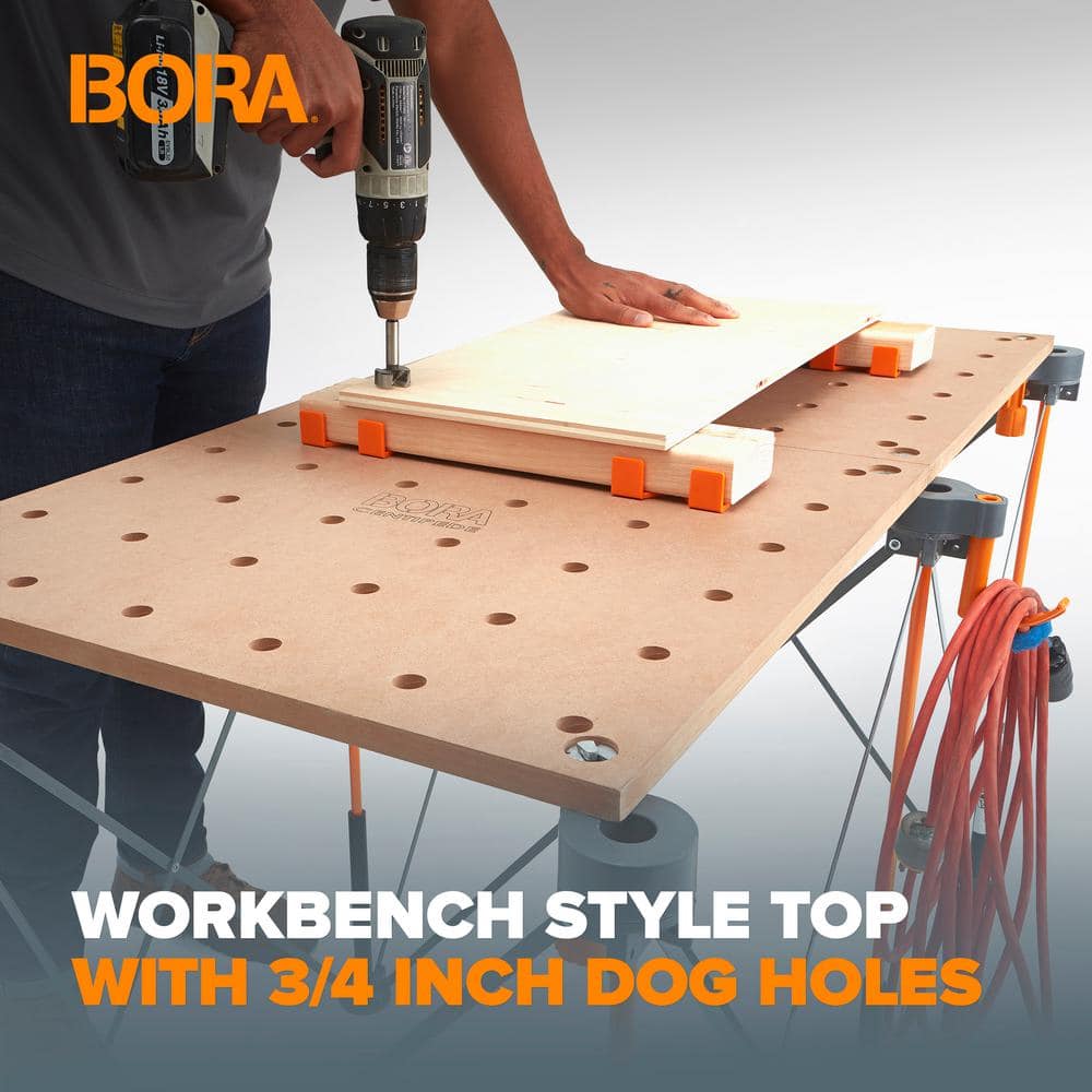 BORA Centipede 24 in. x 48 in. Workbench Top for Sawhorse with 3/4 in. Dog Holes