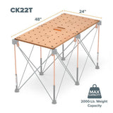 BORA Centipede 24 in. x 48 in. Workbench Top for Sawhorse with 3/4 in. Dog Holes