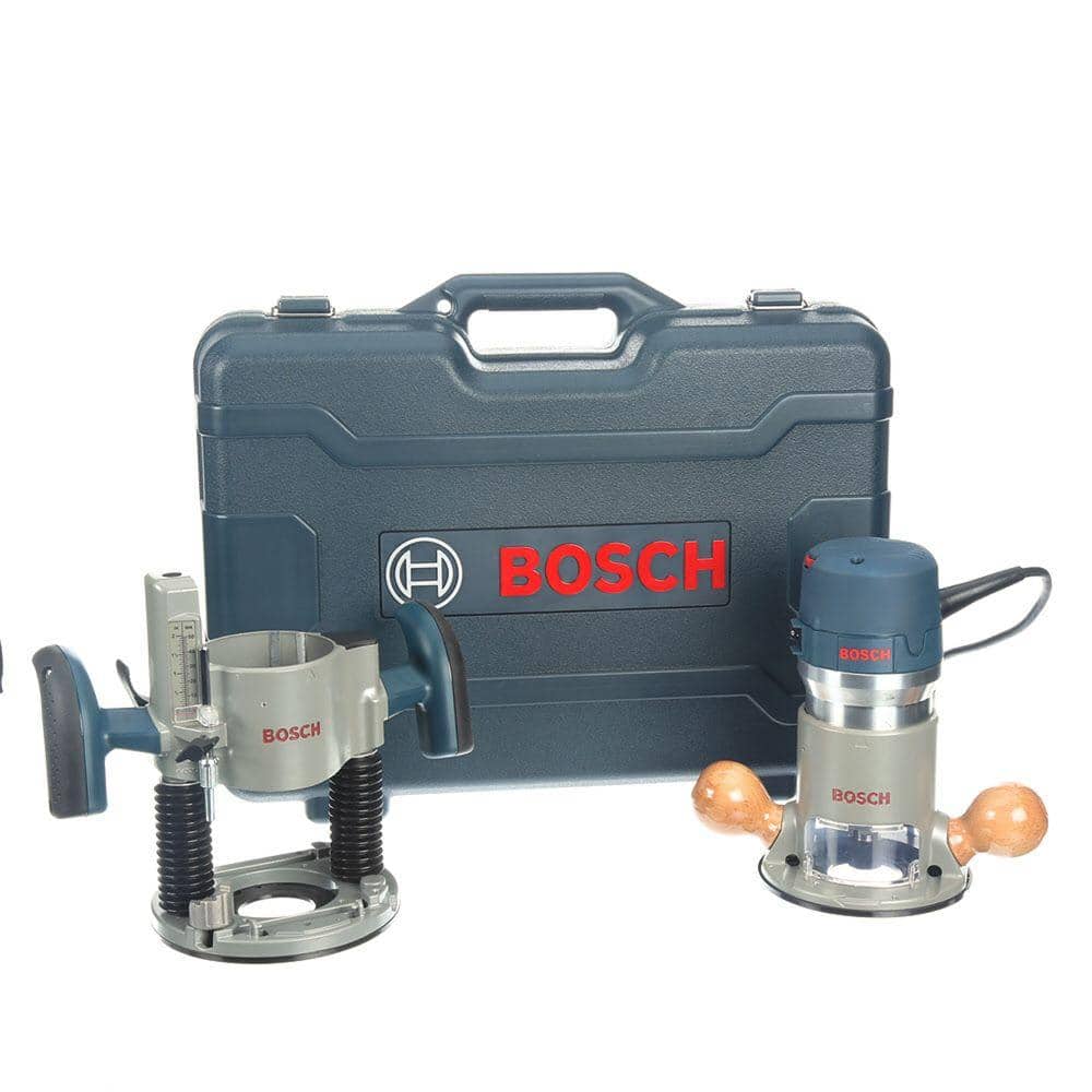Bosch 12 Amp 2-1/4 HP Variable Speed Plunge and Fixed Base Corded Router Kit with Bonus 15 Amp Corded Benchtop Router Table
