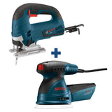 Bosch 6.5 Amp Corded Variable Speed Jig Saw Kit with Bonus 2.5 Amp Random Orbital Sander/Polisher Kit and Case