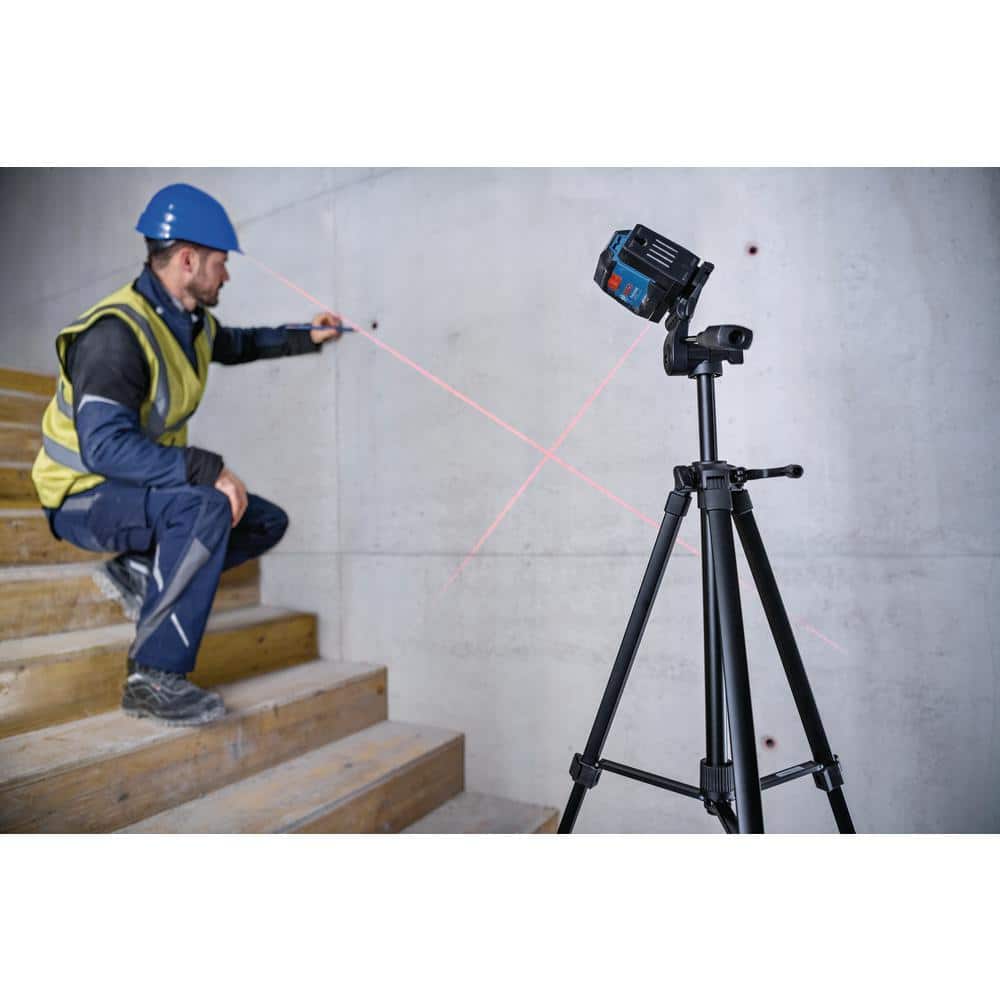 Bosch 50 ft. Dual Power Battery Red Beam Self-Leveling Cross-Line Laser Level