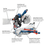 Bosch 15 Amp Corded 10 in. Dual-Bevel Sliding Glide Miter Saw with 60-Tooth Blade and Gravity-Rise Stand (CM10GD + T4B)