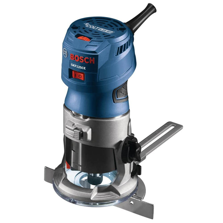Bosch 7 Amp 1-1/4 HP Variable Speed Fixed-Base Palm Corded Router Kit, GKF125CEK