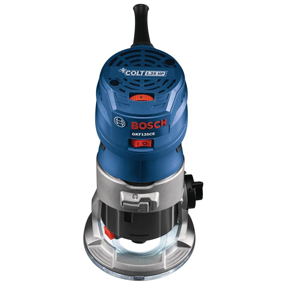 Bosch 7 Amp 1-1/4 HP Variable Speed Fixed-Base Palm Corded Router Kit, GKF125CEK