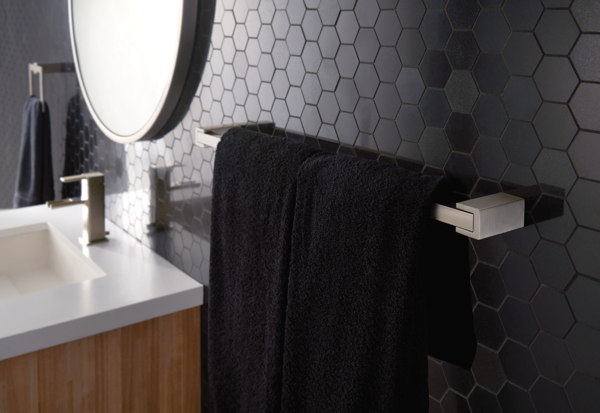 Moen Kyvos 24-in Brushed Nickel Wall Mount Single Towel Bar