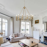 Vanity Art 12 -Light Wagon Wheel Candle Style Chandelier in Brass Dust
