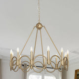 Vanity Art 12 -Light Wagon Wheel Candle Style Chandelier in Brass Dust