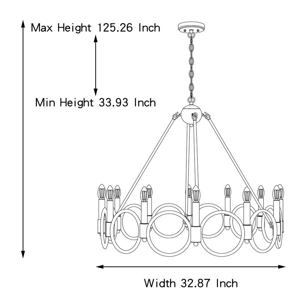 Vanity Art 12 -Light Wagon Wheel Candle Style Chandelier in Brass Dust