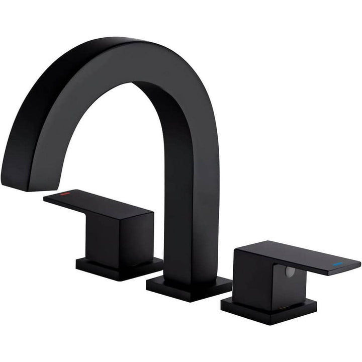 Commercial Metering Double Handle Bathroom Sink Faucet in Matte Black Brass